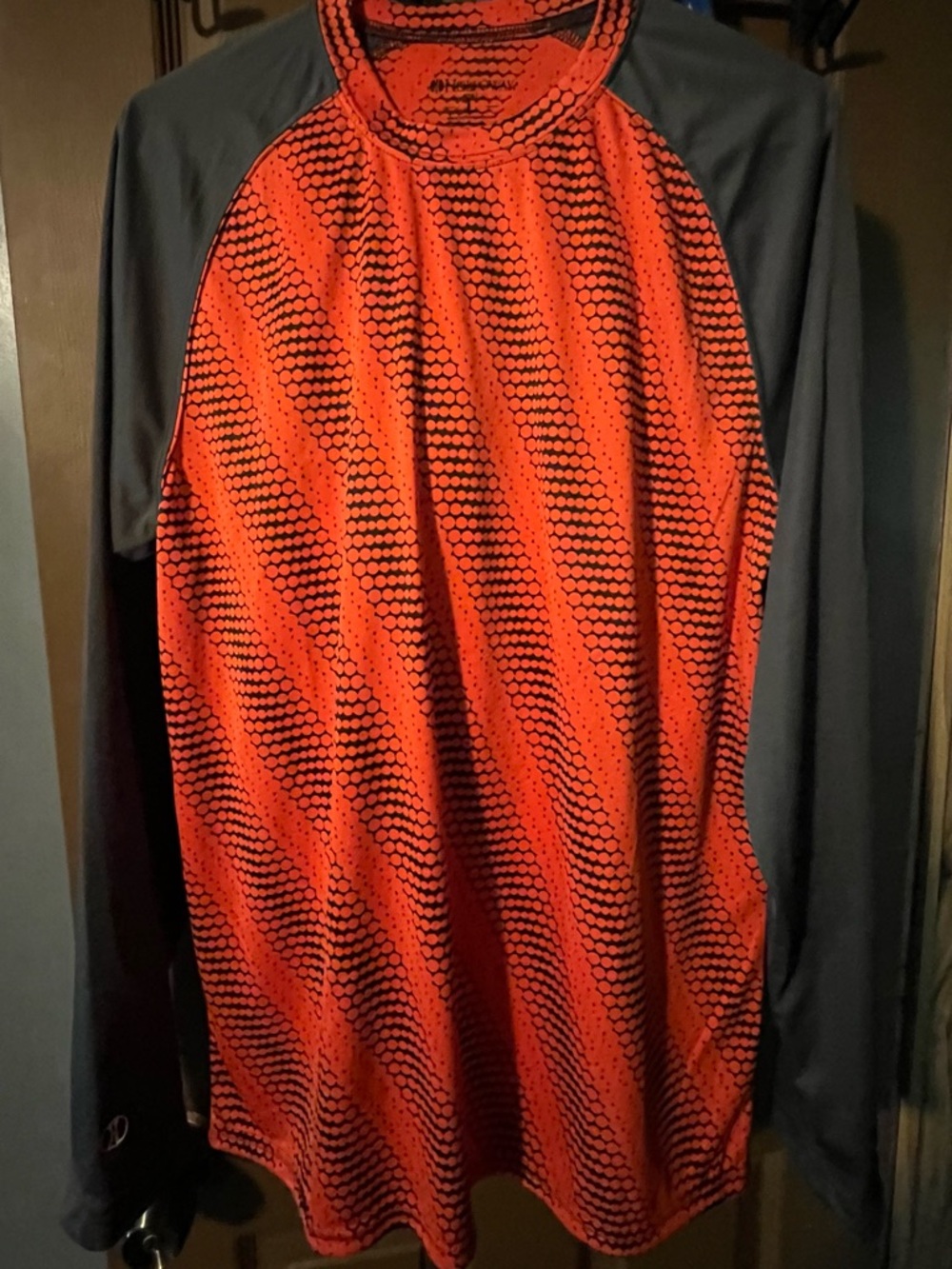 Holloway Orange and Black Performance Tee with Dot Pattern NEW